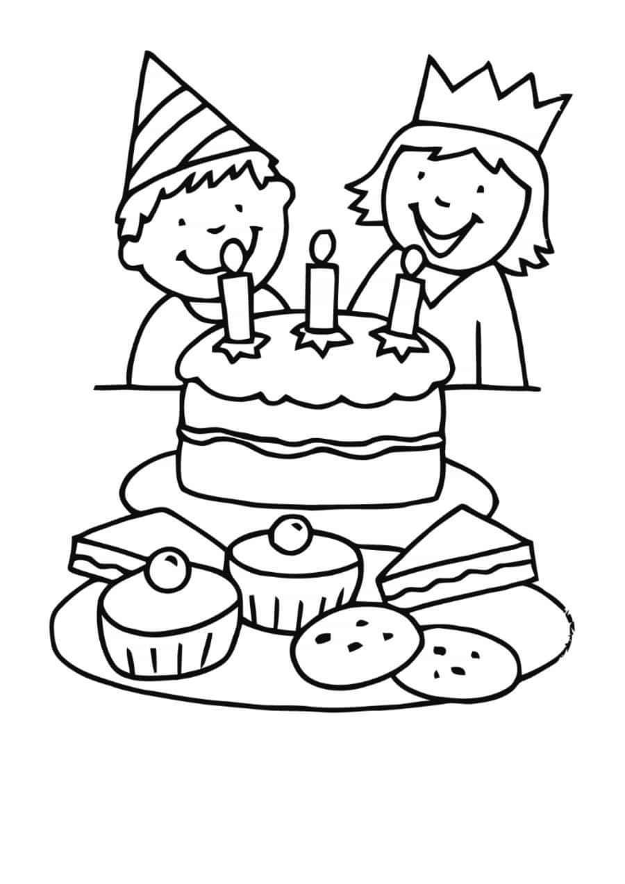 Birthday Picture To Download And Color Tracing Worksheets Pdf Free Vectors